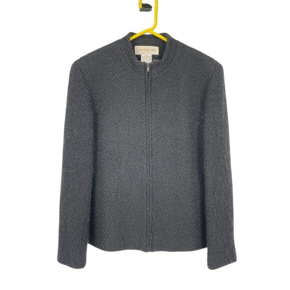 Jones New York Gray Women's Virgin Wool Blend Full Zip Blazer - Size 14 - Picture 1 of 5